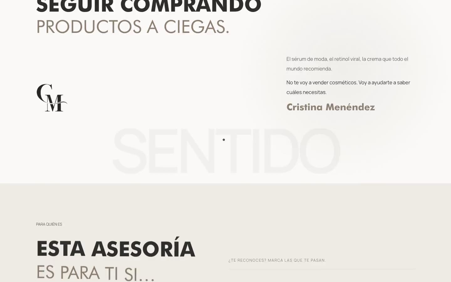 Web de Cristina Menéndez Cosmetic diseñada y programada por el estudio.